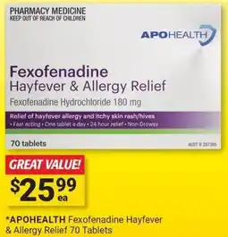 Cincotta Chemist APOHEALTH Fexofenadine Hayfever & Allergy Relief offer