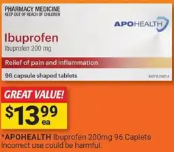Cincotta Chemist APOHEALTH Ibuprofen 200mg offer