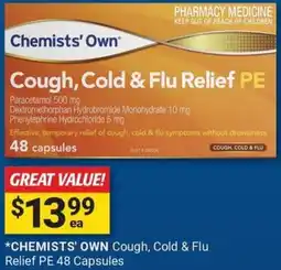 Cincotta Chemist CHEMISTS' OWN Cough, Cold & Flu Relief PE offer
