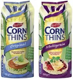 IGA Real Foods Corn Thins, Rice Thins 125‑150g or Mini 80g Selected Varieties offer