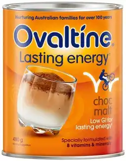 IGA Ovaltine Lasting Energy Choc Malt Drink 480g offer