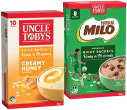 IGA Uncle Tobys Rolled Oats Quick Sachets 8‑10 Pack Selected Varieties offer