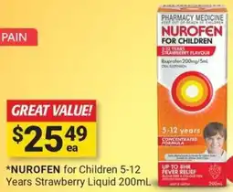 Cincotta Chemist Nurofen for children 5-12 years strawberry liquid offer