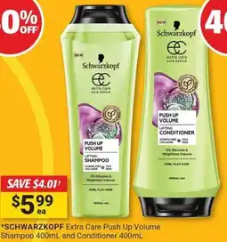 Cincotta Chemist Schwarzkopf extra care push up volume shampoo and conditioner offer