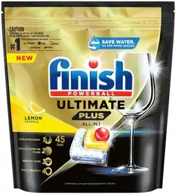 IGA Finish Ultimate Plus All in One Lemon Sparkle Dishwashing Tablets 45 Pack offer
