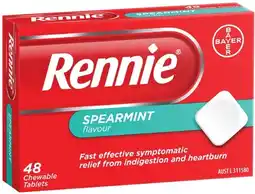 IGA Rennie Spearmint Flavour Indigestion & Heartburn Tablets 48 Pack offer