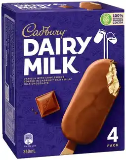 IGA Cadbury Ice Cream Sticks 4β6 Pack Selected Varieties offer