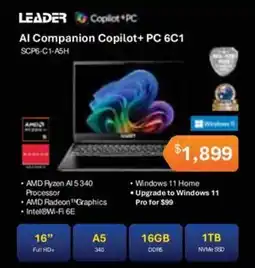 Leader Computers Leader Al Companion Copilot+ PC 6C1 SCP6-C-1-A5H offer