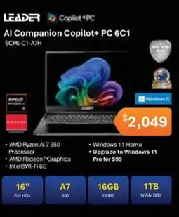 Leader Computers Leader Al Companion Copilot+ PC 6C1 SCP6-C1-A7H offer