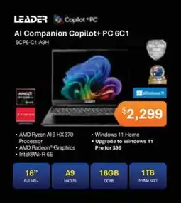 Leader Computers Leader Al Companion Copilot+ PC 6C1 SCP6-C1-A9H offer