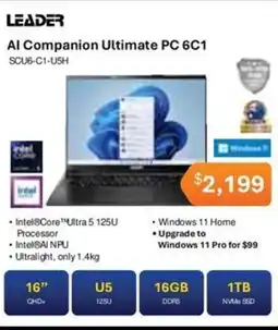 Leader Computers Leader Al Companion Ultimate PC 6C1 SCU6-C1-U5H offer