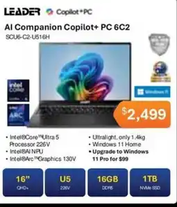 Leader Computers Leader Al Companion Copilot+ PC 6C2 SCU6-C2-U516H offer