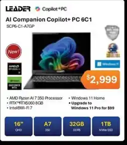 Leader Computers Leader Al Companion Copilot+ PC 6C1 SCP6-C1-A7GP offer