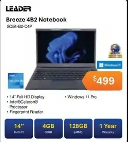 Leader Computers Leader Breeze 4B2 Notebook SC64-82-C4P offer