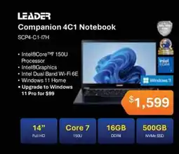 Leader Computers Leader Companion 4C1 Notebook SCP4-C1-17H offer
