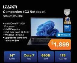 Leader Computers Leader Companion 4C3 Notebook SCP4-C3-17641TBH offer