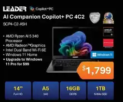 Leader Computers Leader Al Companion Copilot+ PC 4C2 SCP4-C2-A5H offer
