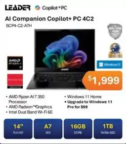 Leader Computers Leader Al Companion Copilot+ PC 4C2 SCP4-C2-A7H offer