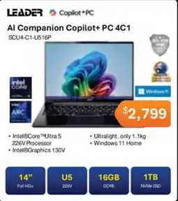 Leader Computers Leader Al Companion Copilot+ PC 4C1 SCU4-C1-U516P offer