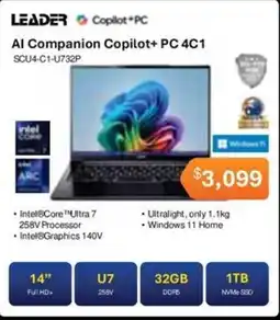 Leader Computers Leader Al Companion Copilot+ PC 4C1 SCU4-C1-U732P offer