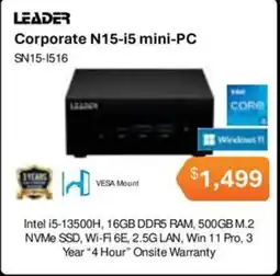Leader Computers Leader Corporate N15-i5 mini-PC SN15-I516 offer