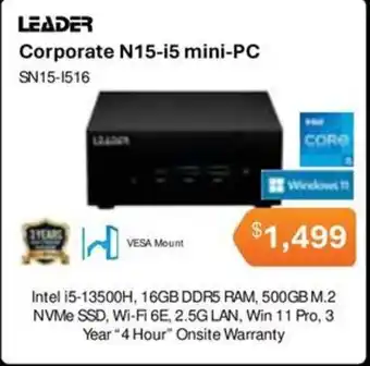 Leader Computers Leader Corporate N15-i5 mini-PC SN15-I516 offer