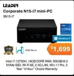 Leader Computers Leader Corporate N15-i7 mini-PC SN15-I7 offer