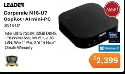 Leader Computers Leader Corporate N16-U7 Copilot+ Al mini-PC SN16-U7 offer