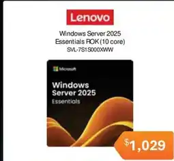 Leader Computers Lenovo Windows Server 2025 Essentials ROK (10 core) SVL-7S1S000XWW offer