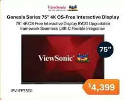 Leader Computers ViewSonic Genesis Series 75" 4K OS-Free Interactive Display offer