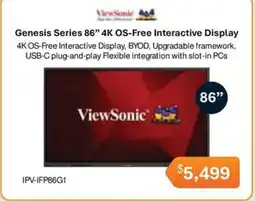 Leader Computers ViewSonic Genesis Series 86" 4K OS-Free Interactive Display offer