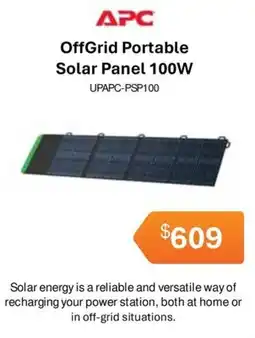 Leader Computers APC OffGrid Portable Solar Panel 100W offer