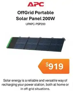 Leader Computers APC OffGrid Portable Solar Panel 200W offer
