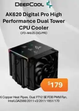 Leader Computers Deepcool AK620 Digital Pro High Performance Dual Tower CPU Cooler offer