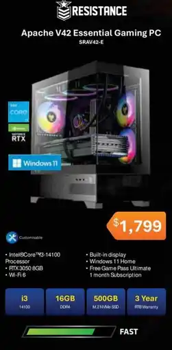 Leader Computers Resistance Apache V42 Essential Gaming PC offer