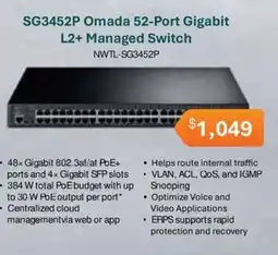 Leader Computers SG3452P Omada 52-Port Gigabit L2+ Managed Switch offer