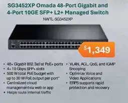 Leader Computers SG3452XP Omada 48-Port Gigabit and 4-Port 10GE SFP+ L2+ Managed Switch offer