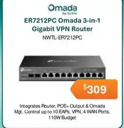 Leader Computers ER7212PC Omada 3-in-1 Gigabit VPN Router offer