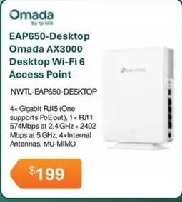 Leader Computers EAP650-Desktop Omada AX3000 Desktop Wi-Fi 6 Access Point offer