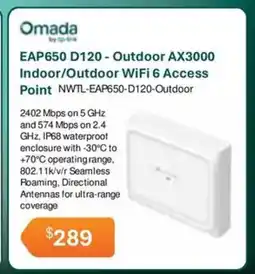 Leader Computers EAP650 D120 - Outdoor AX3000 Indoor/Outdoor WiFi 6 Access Point offer