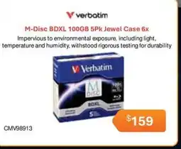 Leader Computers Verbatim M-Disc BDXL 100GB 5Pk Jewel Case 6x offer