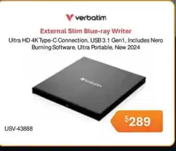Leader Computers Verbatim External Slim Blue-ray Writer offer