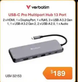 Leader Computers Verbatim USB-C Pro Multiport Hub 13 Port offer