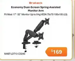 Leader Computers Brateck Economy Dual-Screen Spring-Assisted Monitor Arm offer