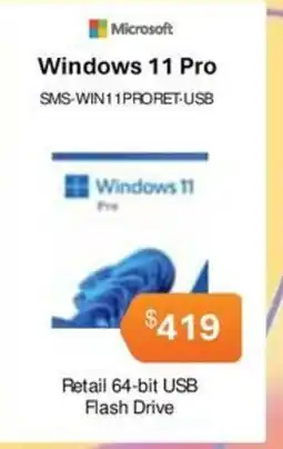 Leader Computers Microsoft Windows 11 Pro SMS-WIN 11 PRORET-USB offer