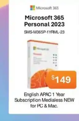 Leader Computers Microsoft 365 Personal 2023 SMS-M365P-1YRML-23 offer