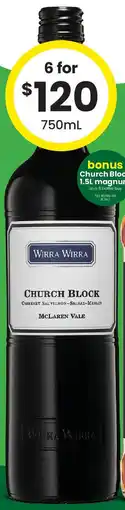 The Bottle O Wirra Wirra Church Block offer