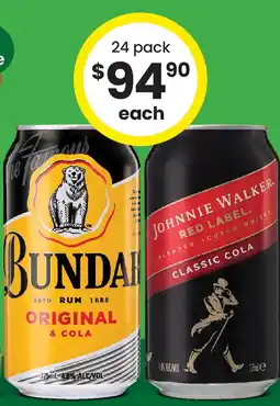 The Bottle O Johnnie Walker Red Label & Cola 4.6% Premix Cube Cans offer