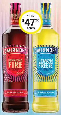 The Bottle O Smirnoff Espresso Fire Vodka or Smirnoff Lemon Freeze Vodka offer