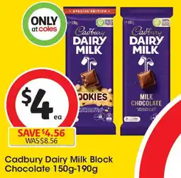 Coles Cadbury Dairy Milk Block Chocolate offer